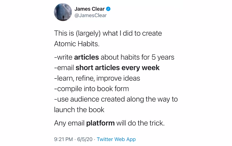 Atomic Habits writing proces